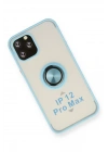 BFS  iPhone 12 Pro Max Kılıf Montreal Yüzüklü Silikon Kapak - Buz Mavi