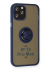 BFS  iPhone 12 Pro Max Kılıf Montreal Yüzüklü Silikon Kapak - Lacivert