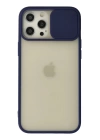 BFS  iPhone 12 Pro Max Kılıf Palm Buzlu Kamera Sürgülü Silikon - Lacivert