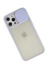 BFS  iPhone 12 Pro Max Kılıf Palm Buzlu Kamera Sürgülü Silikon - Lila