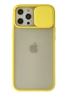 BFS  iPhone 12 Pro Max Kılıf Palm Buzlu Kamera Sürgülü Silikon - Sarı