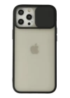 BFS  iPhone 12 Pro Max Kılıf Palm Buzlu Kamera Sürgülü Silikon - Siyah