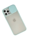 BFS  iPhone 12 Pro Max Kılıf Palm Buzlu Kamera Sürgülü Silikon - Turkuaz