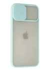 BFS  iPhone 12 Pro Max Kılıf Palm Buzlu Kamera Sürgülü Silikon - Turkuaz