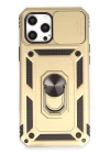 BFS  iPhone 12 Pro Max Kılıf Pars Lens Yüzüklü Silikon - Gold