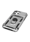 BFS  iPhone 12 Pro Max Kılıf Pars Lens Yüzüklü Silikon - Gümüş