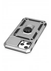 BFS iPhone 12 Pro Max Kılıf Pars Lens Yüzüklü Silikon - Gümüş
