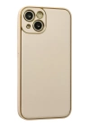 BFS  iPhone 13 Kılıf Coco Deri Silikon Kapak - Gold