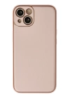 BFS  iPhone 13 Kılıf Coco Deri Silikon Kapak - Pudra