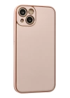BFS  iPhone 13 Kılıf Coco Deri Silikon Kapak - Pudra