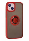BFS  iPhone 13 Kılıf Montreal Yüzüklü Silikon Kapak - Kırmızı