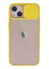 BFS  iPhone 13 Kılıf Palm Buzlu Kamera Sürgülü Silikon - Sarı