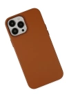 BFS  iPhone 13 Pro Kılıf Asya Deri Silikon - Kahverengi