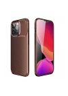 BFS  iPhone 13 Pro Kılıf Auto Focus Karbon Kapak - Kahverengi