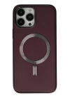 BFS  iPhone 13 Pro Kılıf Coco Deri Magneticsafe Silikon - Bordo