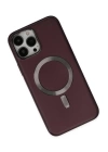 BFS  iPhone 13 Pro Kılıf Coco Deri Magneticsafe Silikon - Bordo