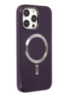BFS  iPhone 13 Pro Kılıf Coco Deri Magneticsafe Silikon - Derin Mor