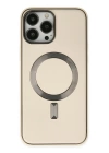 BFS  iPhone 13 Pro Kılıf Coco Deri Magneticsafe Silikon - Krem