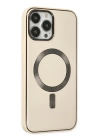 BFS  iPhone 13 Pro Kılıf Coco Deri Magneticsafe Silikon - Krem