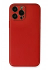 BFS  iPhone 13 Pro Kılıf Coco Deri Silikon Kapak - Kırmızı