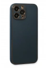 BFS  iPhone 13 Pro Kılıf Coco Deri Silikon Kapak - Mavi