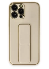 BFS  iPhone 13 Pro Kılıf Coco Deri Standlı Kapak - Gold