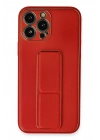 BFS  iPhone 13 Pro Kılıf Coco Deri Standlı Kapak - Kırmızı