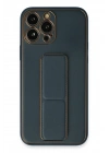 BFS  iPhone 13 Pro Kılıf Coco Deri Standlı Kapak - Mavi