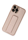BFS  iPhone 13 Pro Kılıf Coco Deri Standlı Kapak - Pembe