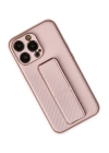 BFS  iPhone 13 Pro Kılıf Coco Karbon Standlı Kapak - Pembe