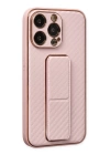 BFS  iPhone 13 Pro Kılıf Coco Karbon Standlı Kapak - Pembe