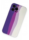 BFS  iPhone 13 Pro Kılıf Ebruli Lansman Silikon - Mor-Beyaz