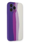 BFS  iPhone 13 Pro Kılıf Ebruli Lansman Silikon - Mor-Beyaz
