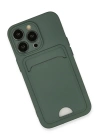 BFS  iPhone 13 Pro Kılıf Kelvin Kartvizitli Silikon - Koyu Yeşil