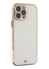 BFS  iPhone 13 Pro Kılıf Liva Taşlı Silikon - Beyaz