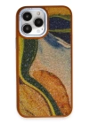 BFS  iPhone 13 Pro Kılıf Moda Simli Kapak - Kahverengi