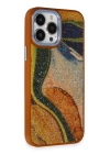 BFS  iPhone 13 Pro Kılıf Moda Simli Kapak - Kahverengi