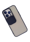 BFS  iPhone 13 Pro Kılıf Palm Buzlu Kamera Sürgülü Silikon - Lacivert