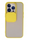 BFS  iPhone 13 Pro Kılıf Palm Buzlu Kamera Sürgülü Silikon - Sarı