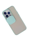 BFS  iPhone 13 Pro Kılıf Palm Buzlu Kamera Sürgülü Silikon - Turkuaz