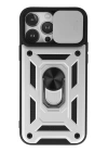 BFS  iPhone 13 Pro Kılıf Pars Lens Yüzüklü Silikon - Gümüş