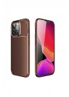 BFS iPhone 13 Pro Max Kılıf Auto Focus Karbon Kapak - Kahverengi