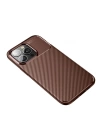 BFS iPhone 13 Pro Max Kılıf Auto Focus Karbon Kapak - Kahverengi