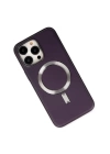 BFS  iPhone 13 Pro Max Kılıf Coco Deri Magneticsafe Silikon - Derin Mor