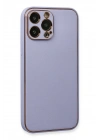 BFS  iPhone 13 Pro Max Kılıf Coco Deri Silikon Kapak - Açık Lila