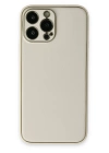 BFS  iPhone 13 Pro Max Kılıf Coco Deri Silikon Kapak - Beyaz