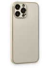 BFS  iPhone 13 Pro Max Kılıf Coco Deri Silikon Kapak - Beyaz