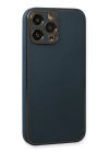 BFS  iPhone 13 Pro Max Kılıf Coco Deri Silikon Kapak - Mavi