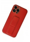 BFS  iPhone 13 Pro Max Kılıf Coco Deri Standlı Kapak - Kırmızı
