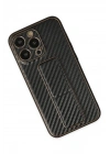 BFS  iPhone 13 Pro Max Kılıf Coco Karbon Standlı Kapak - Siyah